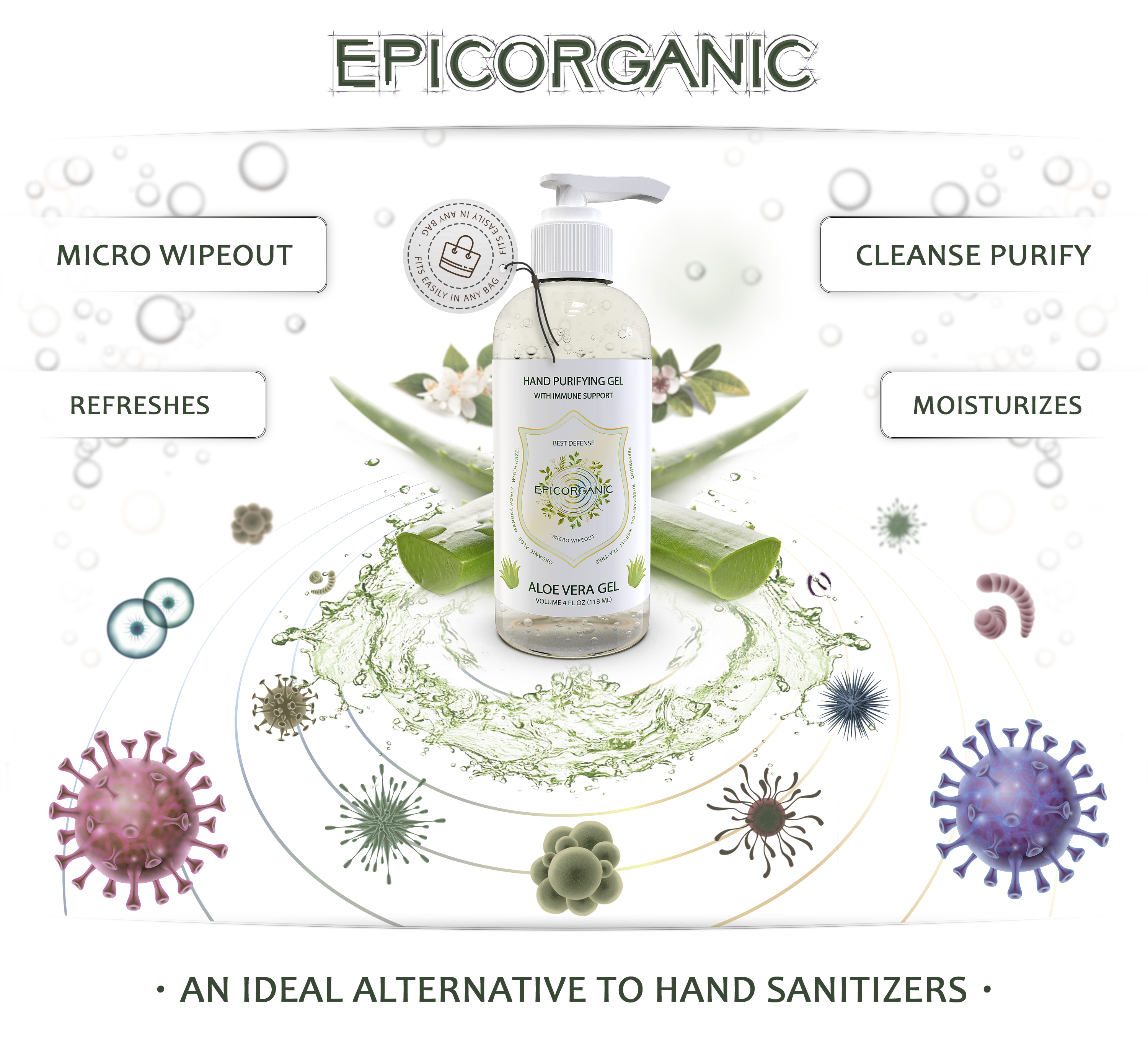 Aloe Vera Gel - Hand Purifying Gel with Immune Support (4 oz)
