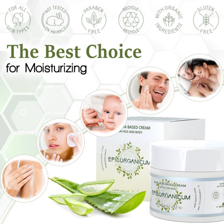 Aloe Vera Based Moisturizer Cream for Face and Body (8 oz) EpicOrganic