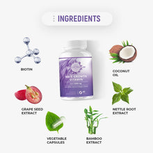 Load image into Gallery viewer, Hair Growth Vitamins with Biotin, Marine Collagen, Keratin. Supplement for Women &amp; Men
